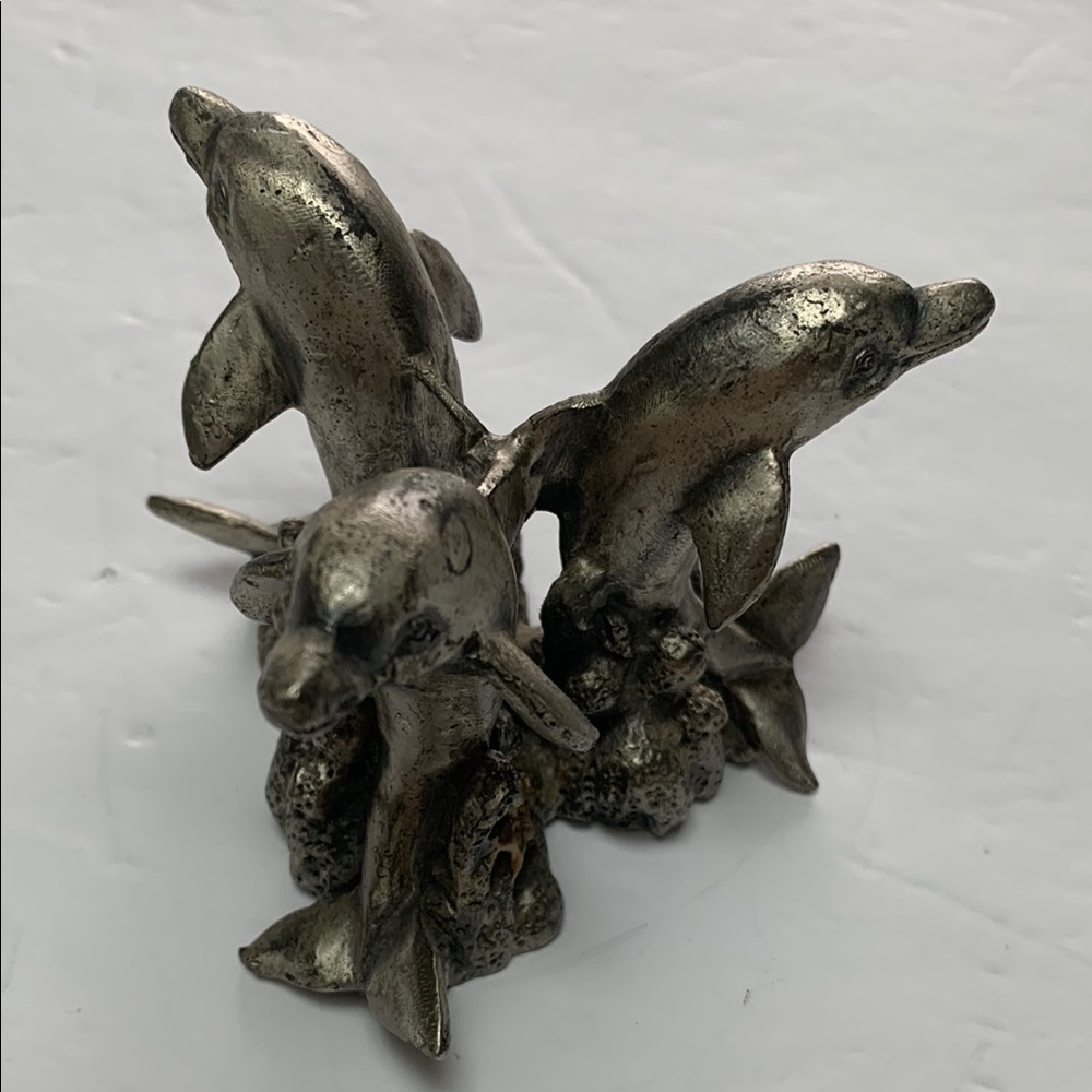 Trio of Silver Dolphins Figurine - Picture 2 of 5